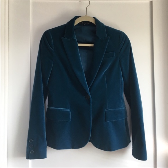 Theory Jackets & Blazers - Peacock blue velvet Theory blazer EUC